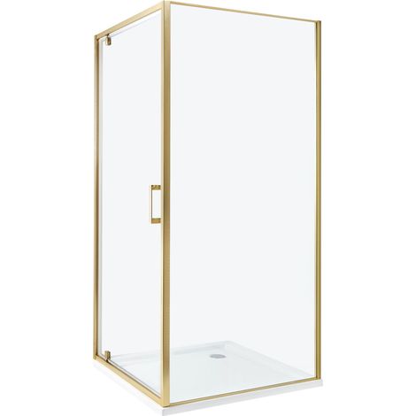 Box Doccia Vetro Temperato Cornice dorata Porta Singola 90 x 90 x 185 cm Darli