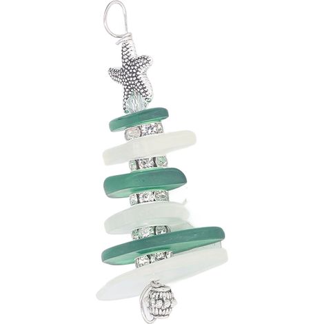 Handgefertigter Weihnachtsbaum aus Meeresglas, Weihnachtsbaumschmuck mit Ozeanmotiv für die Weihnachtsdekoration zu Hause (1/5)