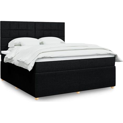 Boxspringbett mit Matratze Schwarz 180x200 cm Stoff