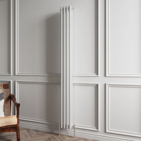 Biubiubath Traditional Cast Iron Style Radiator Vertical 3 Column White 1800x200mm