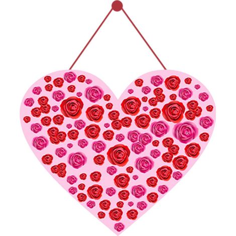 Panneau Porte En Bois - Ronde Forme Coeur - Décoration Festival Amour - Pour Porte Intérieure Extérieure - 1 Pièce (1/5)