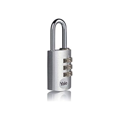 Yale Lucchetto in alluminio a combinazione YE3CB/20/121/1/S oro, corpo 20mm, arco in acciaio, combinazione a 3 cifre (1/4)