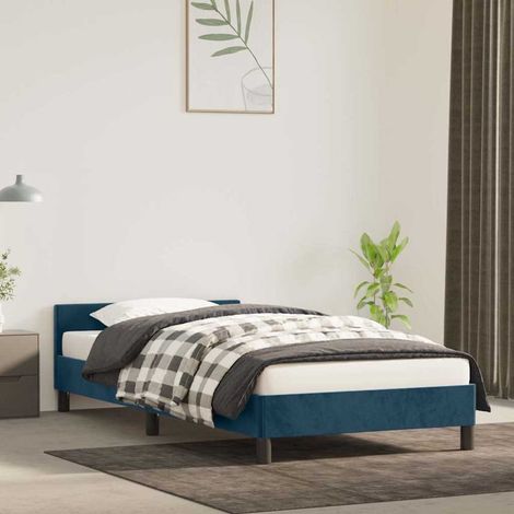 Estructura de cama sin colchón terciopelo azul oscuro 90x190 cm
