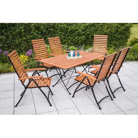 Schlossgarten Set 7tlg 6 Sessel Tisch 100(150)x90cm