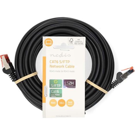 Nedis CAT6-Netzwerkkabel / RJ45 Stecker / RJ45 Stecker / S/FTP / 7.50 m / Rund / LSZH / Schwarz / Label