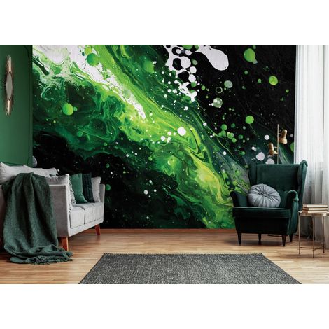 Fototapete Abstrakt Grün, für Wohnzimmer und Schlafzimmer, 150 x 105 cm – Komplettset inkl. Kleister & Anleitung (1/5)