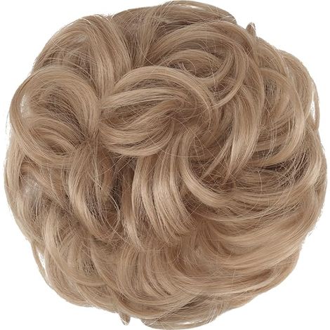 Diadema con extensiones de cabello, moño despeinado, rubio cálido (1/5)