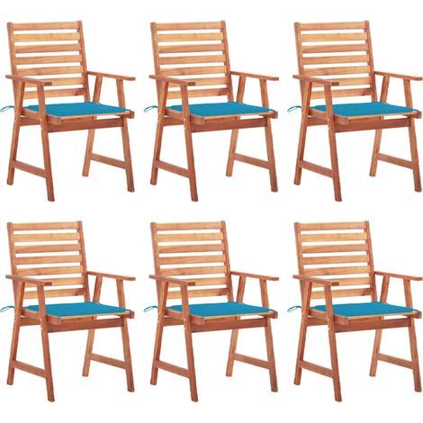 Garten-Essstühle 6 Stk. mit Kissen Massivholz Akazie