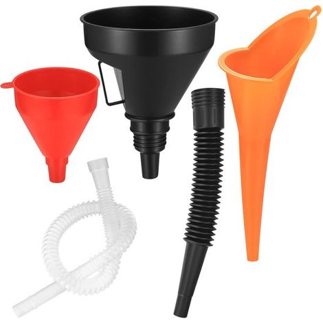 EGoods - Ensemble de 3 entonnoirs flexibles en plastique pour voiture - entonnoir universel pour essence avec bec amovible (1/5)