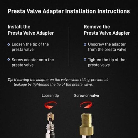 Adattatore per valvola Presta in ottone – Converte la valvola Presta in valvola Schrader – Gonfia i pneumatici utilizzando una pompa per bicicletta standard o un compressore d'aria (confezione da 4) (1/2)