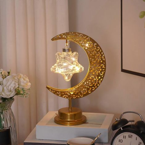 Mondlampe mit warmem Umgebungslicht, romantische goldene LED-Tischlampe für den Nachttisch im Schlafzimmer