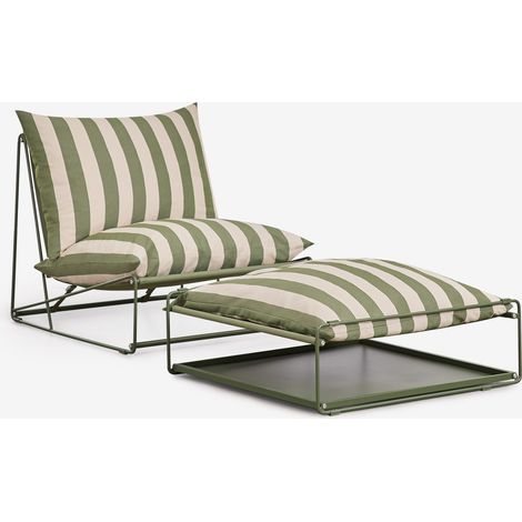 Ensemble de jardin avec fauteuil et pouf convertible Amaro SKLUM Beige Tapioca - Vert olive intense (1/5)