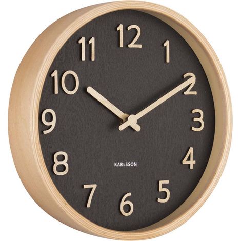 Horloge ronde en bois Pure 22 cm Noir (1/5)