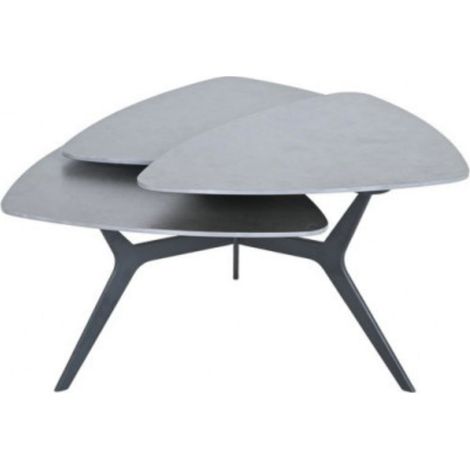 Table basse avec 3 plateaux pivotants en céramique finition gris ardoise - NEXUS