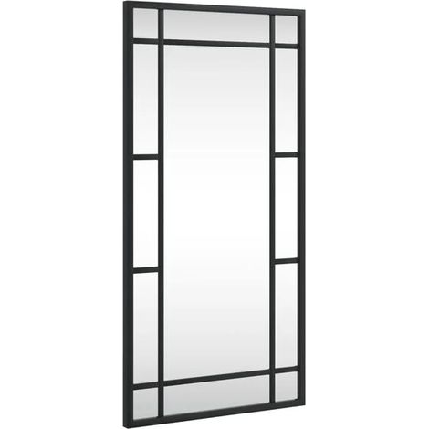 Miroir mural noir, rectangulaire, 30x60 cm, en fer. (1/5)