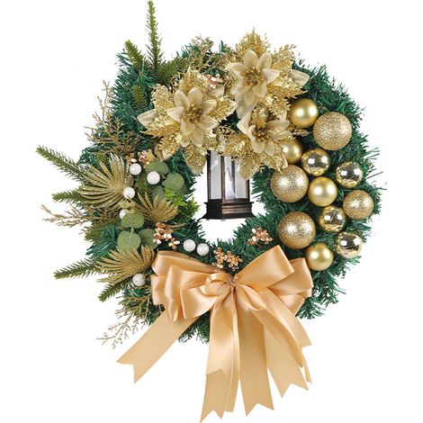 S-giant - Guirlande de Noël - Guirlande de l'Avent à Paillettes - Guirlande réutilisable pour la décoration de Noël(Boule de Noël dorée) (1/5)