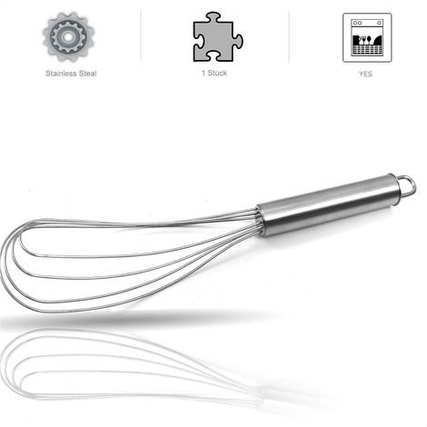 Fouet à Main Plat en Acier Inoxydable - Batteur en Mousse - Whisk 26 cm (1/4)