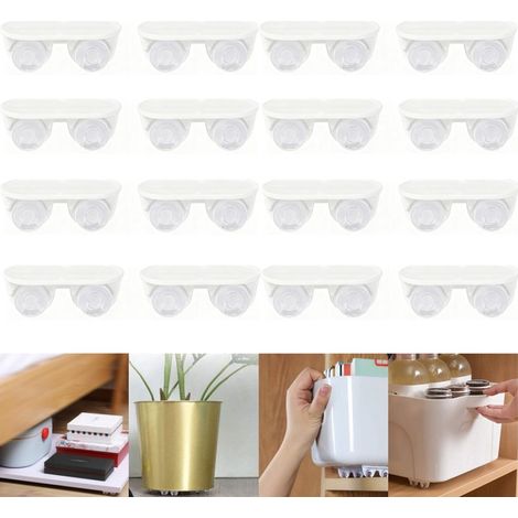 16 mini roulettes adhésives - Roulettes pour poubelles, coffres de rangement et petits meubles - Roulettes fixes - Faciles à manœuvrer - Blanches - Conviennent aux poubelles, chariots à jouets et coff (1/5)