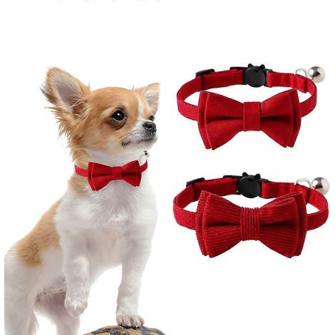 Collier nœud papillon pour chat - Joli nœud papillon avec clochettes - Ajustable pour petits chiens - Style 2 (1/4)