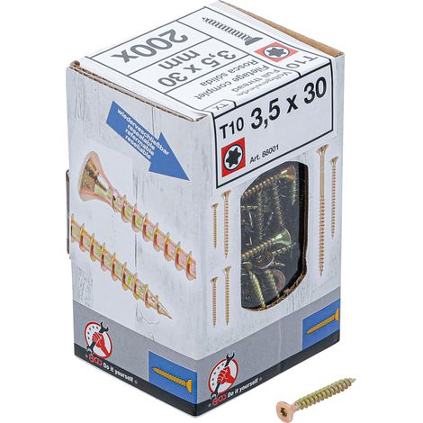 Tornillos para madera bgs-diy t10 zincado 3,5 mm 30 mm 200 piezas (1/4)
