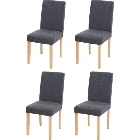 [NON UTILIZZATO] Set 4x sedie Littau tessuto soggiorno cucina sala da pranzo 43x56x90cm antracite piedi chiari (1/5)