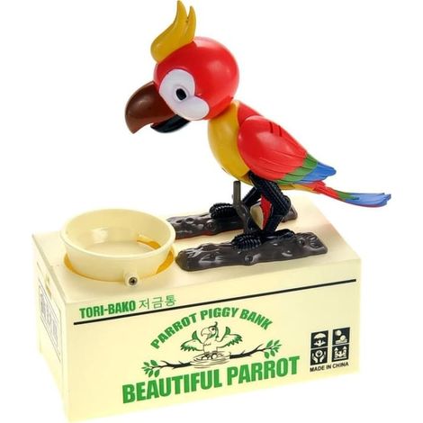 Tirelire perroquet mangeur de pièces pour animaux de compagnie, tirelire automatique pour enfants, tirelire électronique, cadeau d'anniversaire ou de Noël (1/5)