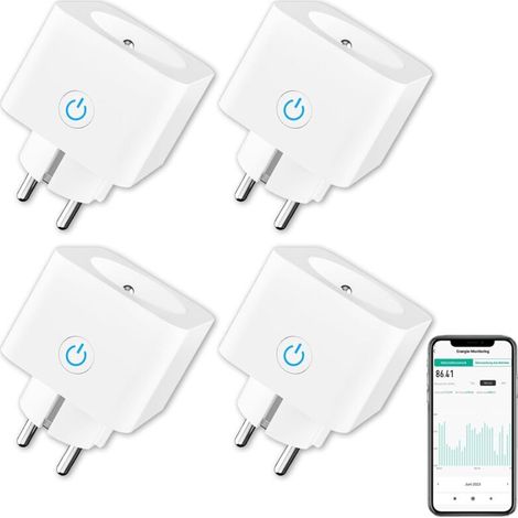 RHG Prise Connectée WiFi (Type F), Prise Intelligente EIGHTREE, Compatible avec Alexa, Google Home, SmartThings, Suivi de la Consommation d'énergie, Contrôle de l'App Smart Life, 16A, Pa