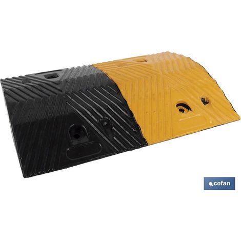 COFAN reductor velocidad amar/negro 500x350x50 mm , Reductor velocidad amarillo / negro con huecos para la fijación con tornillos y ojos de gato para la visualización del reductor (1/5)