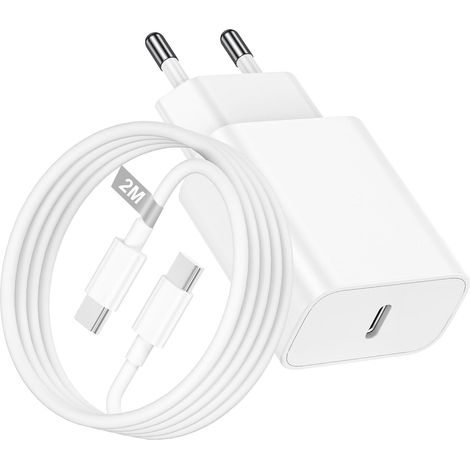 30W Chargeur iPhone USB C avec Câble USB C Charge Rapide,Chargeur Type C avec Fil Cable USBC vers USBC 2M pour iPhone 17 16 15 Pro Max/16 15 Plus/iPad Pro/Air/Macbook,Adaptateur Type C Secteur Prise (1/5)