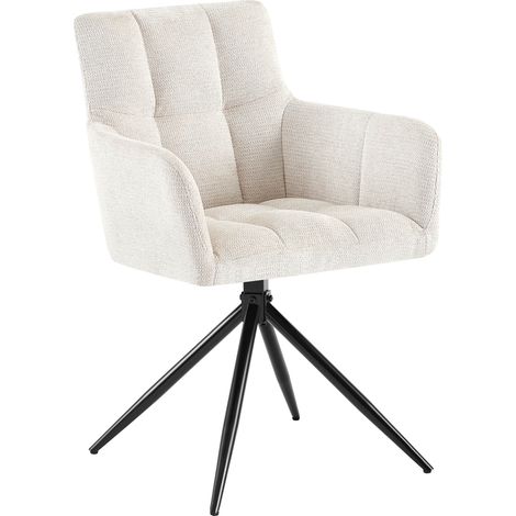 Silla de comedor moderna y cómoda x1 con mecanismo giratorio de 180° en tela crema y metal 100007706 (1/5)