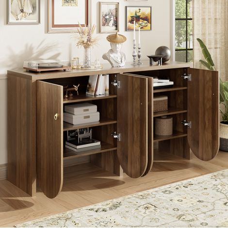 meuble rangement buffet salon 147 cm MDF bois 4 portes OKMYHOME (1/5)