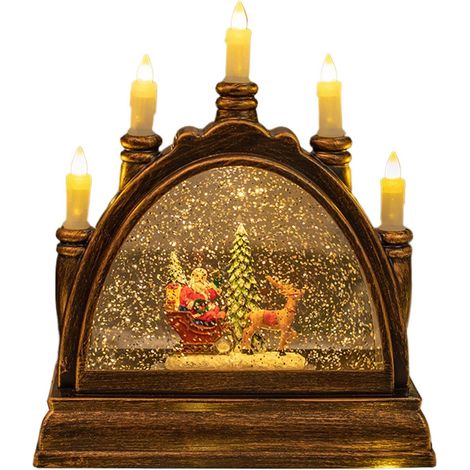 Lanterne LED avec Paillettes, décoration de Table d'étagère, Boule à Neige de vacances, lanterne musicale boule à neige, lanterne LED de Noël, lanterne de scène d'hiver, décoration de la maison pour (1/5)