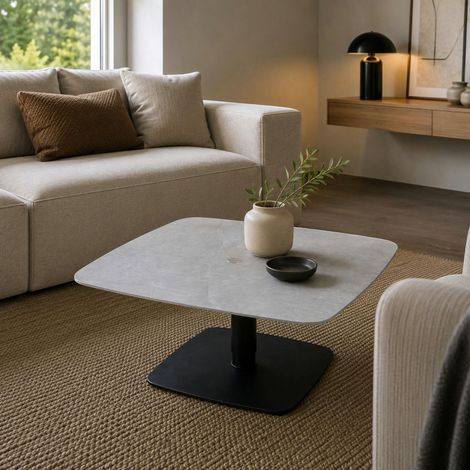 Table basse carrée relevable céramique grise 90 cm LUGANO (1/5)