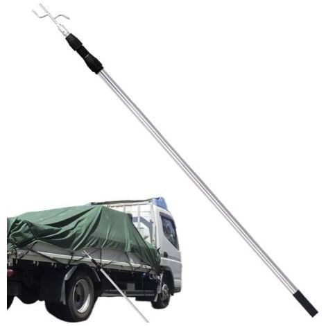 1 Teleskopstange aus Edelstahl, Doppelhaken, Ausziehbar von 75 cm bis 150 cm, LKW-Ladungsbergungswerkzeug (1/5)