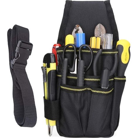 Ceinture porte-outils à 15 poches – Tissu Oxford épais et imperméable – Longueur réglable jusqu'à 105 cm – Convient aux électriciens, etc. (1/5)