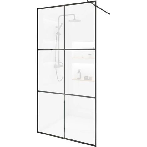 HOME DELUXE - Duschabtrennung - BAKI - Breite: 110 cm, Schwarzer Rahmen, Klarglas, 6 Raster Optik - 10 mm ESG - Sicherheitsglas I Walk in Dusche, Duschwand, Duschtür Duschabtrennung Duschtrennung Dus