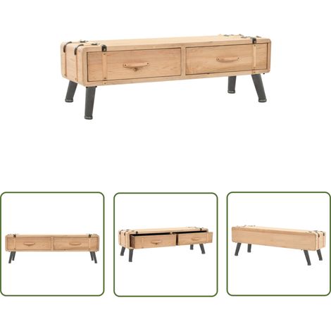 The Living Store TV-Schrank Massivholz Tanne 120x33x35 cm - Fernsehschränkchen - Holz Sideboard - TV Möbel - Wohnzimmerschrank - Vintage Schrank (1/5)