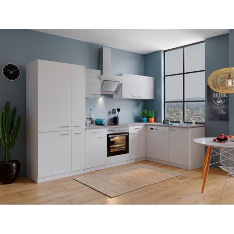 Cuisine Kitchenette d'angle Blanc Béton Malia 310x172 cm Respekta