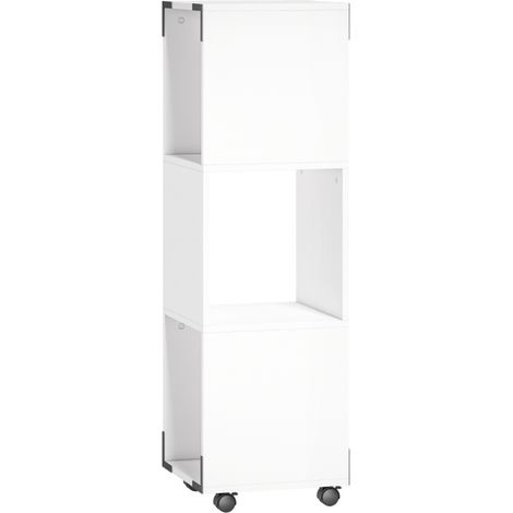 Meuble de rangement mobile pour imprimante, caisson à roulettes avec 3 compartiments ouverts, 33,5 x 33,5 x 111 cm, blanc (1/5)
