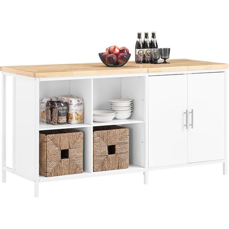 Aparador de Almacenamiento con Encimera Isla de Cocina Múltiple con 2 Puertas y 6 Estantes 170 x 60 x 89 cm Blanco KNL09-WN SoBuy ES (1/5)