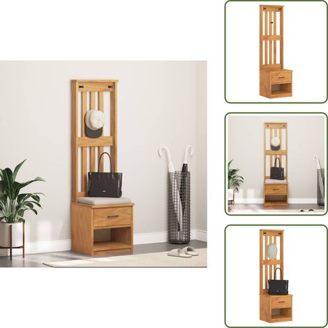 Garderobenständer SANDENS 45x40x159,5 cm Massivholz Kiefer - Garderobenständer - Flurbank - Flurgarderobe - Garderobe (1/5)