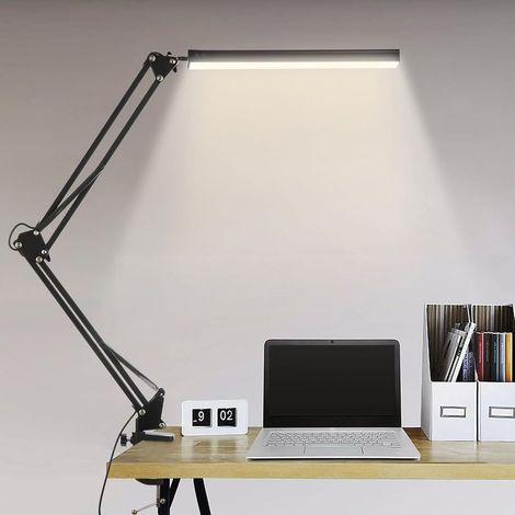 Lampe de Bureau LED Architecte,14W Pliable avec Pince, 10 Niveaux de Luminosité X 3 Modes de Couleur, Réglable, Protection des Yeux, 5V/2A CE Adaptateur Incluse (1/5)