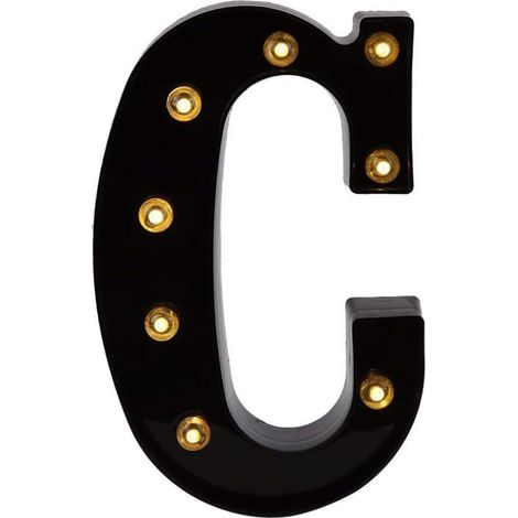 MINKUROW Letras decorativas LED, 26 letras del alfabeto inglés, luz LED creativa, letras de plástico negro para el hogar, fiesta, bar, boda, cumpleaños, día de San Valentín, festival (C) (1/5)