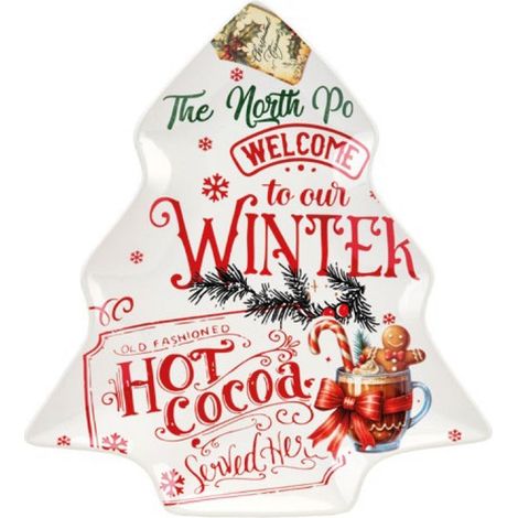 Fade Chocolat Vassoio Albero di Natale 30 x 28 Cm Bianco Rosso (1/2)