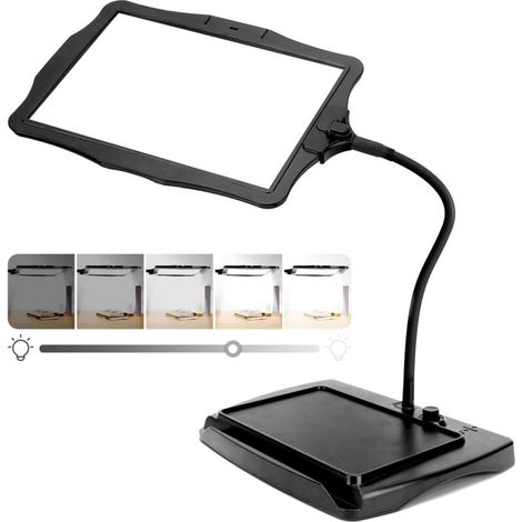 Große 10-fache Vergrößerungslupe mit Licht und Stativ, 50 LEDs, einstellbare Helligkeit, flexibler Schwanenhals, Schreibtischlampe, große Lupe zum Lesen, Nähen und Basteln (1/5)