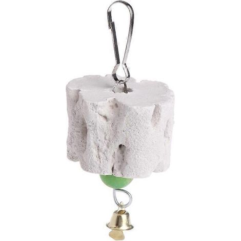 Jouet à mâcher pour perroquet, pierre à bec avec cloche, complément alimentaire au calcium pour oiseaux, taille L. (1/4)