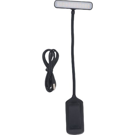 Liseuse LED Rechargeable Silicone Pince Flexible 3 Températures Variateur Progressif Mémoire Lumière Douce Noire pour Lecture (1/5)