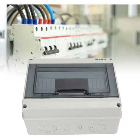 Boîte de distribution électrique domestique étanche à 8 voies, à montage en saillie, avec interrupteur pneumatique et disjoncteur. (1/5)