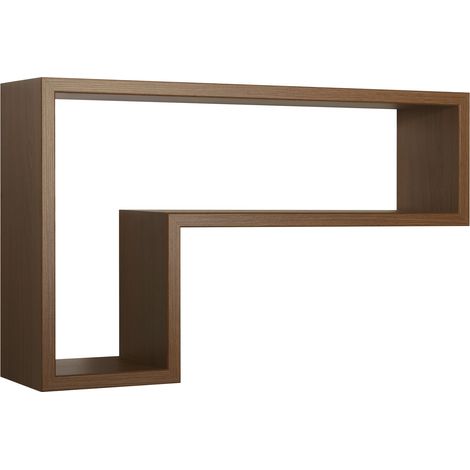 Mensola da Parete a Forma di L 61x37x15,5 cm in Fibra di Legno Lettera Rovere Tabacco (1/5)