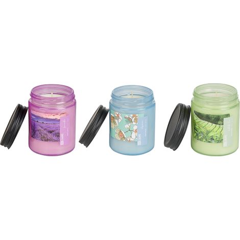 Conjunto de 3 velas perfumadas 100% cera de soja mecha de algodón vidrio fragancia floral fresca té blanco lavanda jazmín flor frutal FRUITY BLOOM